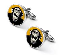 Laugh Monkey Chimp Mens Classic Cufflinks Custom Shirt Cuff Links Jewelry Accessories for Business Wedding 0.7" 0.8"
