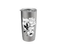 Laugh Now Cry Later Rose Blackwork Minimal Chicano Flash Stainless Steel Insulated Tumbler