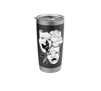 Laugh Now Cry Later Rose Blackwork Minimal Chicano Flash Stainless Steel Insulated Tumbler