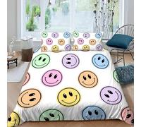 Laugh Single Duvet Cover Set Colorful Bedding Set 3D Print Soft Microfiber Quilt Covers 135x200 cm with Zipper Closure and 2 Pillowcases 50x75 cm for Kids Teens D.602
