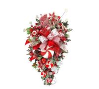 LAUGHERER 1 Piece Christmas Cane Wreath As Shown Plastic+Metal 12x24 Inch for Front Door Christmas Stairway Decorations Christmas Wreath for Indoor Decor