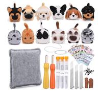 LAUGHERER 1Set Needle Felting Supplies Doll Wool Needle Felting Beginner Kit with Instruction,Felting Foam Mat and DIY Needle Craft