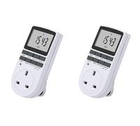 LAUGHERER 2X UK Plug Digital Timer Plug Socket, Electrical Programmable Plug in Timer Switch for Light, B and More