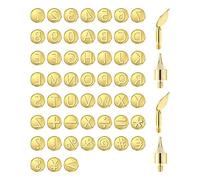 LAUGHERER 56 PCS Wood Burning Tip Set Letter Wood Burning Tool Including Alphabet Gold For DIY Embossing Carving Craft Wood Burning