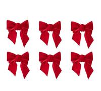 LAUGHERER 6Pc Red Bow Xmas Napkin Holder Rings Chic Flannel Napkin Buckle for Birthday Party Wedding Dining Table Decoration
