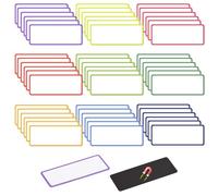 Laughhe 54Pcs Magnetic Dry Erase Labels, 9 Colors Reusable Magnetic Labels Stickers Writable Erasable Name Plate Tags Blank Magnetic Label Strips for Whiteboard Locker Refrigerator 3.2" x 1.2"