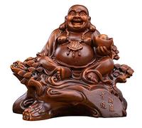 Laughing Buddha Figurine Statue Large Ornaments Maitreya God of Wealth with Yuan Bao Sculpture, Attract Wealth and Good Luck,Brown