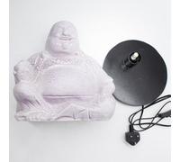 Laughing Buddha Lavender Crackle Decorative Table Lamp Round Stand