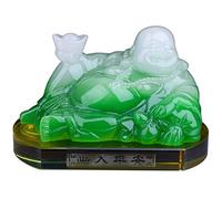 Laughing Buddha Statue for Good Luck Wealth And Happiness, Buddha Decorations for Home with Hand Holding Ingot, Ornaments,Green