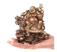 Laughing Buddha Statue Resin Dragon Turtle Statue Sculpture Attract Wealth Good Luck Ornament Home Office Decorative Collectible Gift