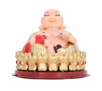 Laughing Buddha Statue,Solar Maitreya Statues Vivid Maitreya Buddha Ornament,Smiling Sitting Buddha Sculpture,Solar Light Sensor Nodding Rocking Fan Statues for Desk Car Home