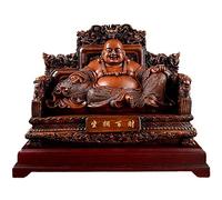 【Laughing Buddha statues】: And Figurines for Home Decor, Happiness God of Wealth on Emperor`S Dragon Chair Sculpture, Home Decor Congratulatory Gifts,Brown