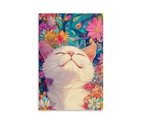 Laughing Cat Oil Painting Poster Poster Vintage Art, Wall Canvas, Decoration Aesthetic, Living Room, Kids Room Dormitory, Cafe, Bathroom, Suitable for Bedroom, Gym, Cool Classic 20x30inch(50x75cm) Unf