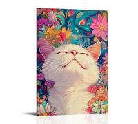 Laughing Cat Oil Painting Poster Poster Vintage Art, Wall Canvas, Decoration Aesthetic, Living Room, Kids Room Dormitory, Cafe, Bathroom, Suitable for Bedroom, Gym, Cool Classic 08x12inch(20x30cm) Fra