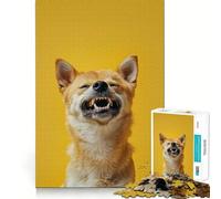 Laughing Dog Yellow PopArt Jigsaw 1000 Pieces for Adults Relax Game Stress Relief Fun Challenge Premium Gift (38x26cm)
