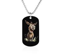 Laughing Donkey Women's Pendant Necklace for Men Silver Chain Customizable Jewelry Dog Tag Necklaces