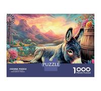 Laughing Donkeys 1000 Pieces Jigsaw Puzzles Engaging Home Decoration Donkey by Wooden Barrel Jigsaw Puzzle Home Decoration for Adults & Families 70x50cm/1000pcs