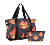Laughing Flame Demon Evil Laughing Flame Demon Folding Travel Bag with Adjustable Strap for Hiking (1 Size), Evil Laughing Flame Demon, 1 size
