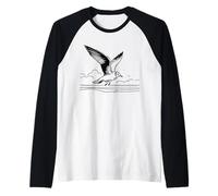 Laughing Gull Line Art Birdwatcher Raglan Baseball Tee