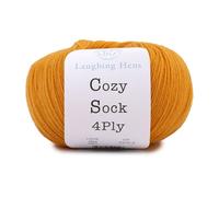 Laughing Hens Cozy Sock - 4Ply Merino Wool & Nylon Yarn for Durable, Colourful Hand-Knitted Socks - 004 Saffron