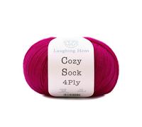 Laughing Hens Cozy Sock - 4Ply Merino Wool & Nylon Yarn for Durable, Colourful Hand-Knitted Socks - 009 Dark Fuchsia