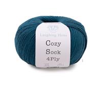 Laughing Hens Cozy Sock - 4Ply Merino Wool & Nylon Yarn for Durable, Colourful Hand-Knitted Socks - 013 Dark Teal