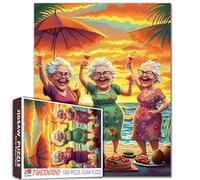 Laughing Ladies Jigsaw Puzzles for Adult 1000 Piece Old Woman Puzzles Wall Decor Happy Grandma’s Key Puzzles Sunday Outing Funny 20''x27”inch Family Game Challengings, Friendship Gift