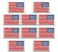 Laughing Lizards Small Reverse American Flag Patch (10-Pack), Embroidered Patch, US Flag Patch, sew on for Cloth Uniform Hat Backpack Jacket Pants Etc (Reverse Small American Flag)