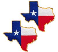 Laughing Lizards Texas Flag Patches (2-Pack) - Red, White & Blue Texas Patch for Vest or Hat - Iron On, Glue On, or Sew On (State Shape)