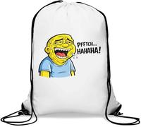 Laughing Man Drooling Intensely Gym Sack Casual Drawstring Bag White