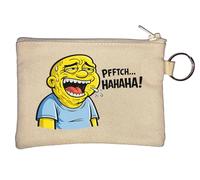 Laughing Man Drooling Intensely Key Chain Coin Purse Beige