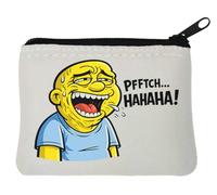 Laughing Man Drooling Intensely Neoprene Coin Purse Pouch 10x11cm White