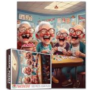 Laughing Old Man Jigsaw Puzzles for Adult 1000 Pieces Good Friends Playing Cards Puzzles Wall Decor Happy Grandpa’s Funny Puzzles, 20''x27”inch Family Game Challengings