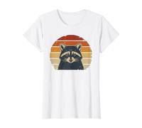Laughing Raccoon Face Retro Sunset Print Value Graphic T-Shirt, Women, White, XS