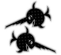 Laughing Sawfish U-Boat 96 Emblem - WWII German Submarine Symbol, Der lachende Sägefisch, Black Version - StickersWorld 75mm (approx. 3") Vinyl Stickers, Decals x2 Left-Right