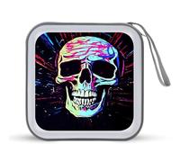 Laughing Skull Funny CD Case 40 Capacity DVD Holder Portable Storage Disc Binder Wallet for Car Home Travel