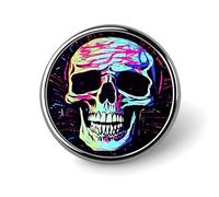 Laughing Skull Round Brooch Pin Lapel Pins Tie Suit Dress Accessories for Men Women Wedding Birthday