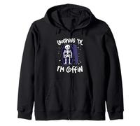 Laughing Til Im Coffin Skeleton Pun Halloween Humor Zip Hoodie