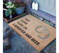 Laughter and Beer Doormat (90 x 60cm) Artsy Mats Brown 90cm x 60cm
