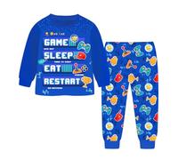 laughZuaia Kids Boys Game Sleep Eat Long Sleeve Top Pant Pjs Set Gaming Pyjamas 3D Controller Graffiti Sleepwear 7-14Y (160, blue2)