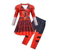 laughZuaia Kids Girls Zipper Dress + Pant Set Princess Red Bridget Chloe Cosplay Costumes Party Dress up Role Play Outfits(140, red)