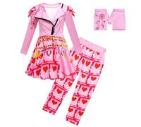laughZuaia Kids Girls Zipper Dress + Pant Set Princess Red Bridget Chloe Cosplay Costumes Party Dress up Role Play Outfits(140, pink)