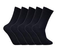 Laulax 5 Pairs Finest Combed Cotton Smooth Seamless Toe Boys School Socks, Black, Size 4-7, Gift Set