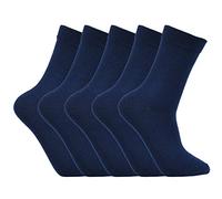 Laulax 5 Pairs Finest Combed Cotton Smooth Seamless Toe Boys School Socks, Navy, Size 4-7, Gift Set
