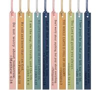 Laumoi 10 Pieces Christian Leather Bookmark for Women Men Leather Handmade Bible Bookmarks Religious Christian Gifts for Book Lovers Church Book Club Supplies(Elegant,Fresh Color)