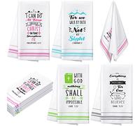 Laumoi 4 Pieces Christian Gifts for Women Men, Bible Verse Scripture Kitchen Towels with Inspirational Thoughts and Prayers, Religious Housewarming Gift New Apartment Dish Towels for Friends Family