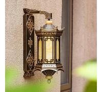 LAUMZX Chinese-Style Outdoor Wall Lantern, Ancient Exterior Wall Mount Lamp Weatherproof Traditional Porch Wall Light Fixtures for Garage, Entryway, Doorway & Garden