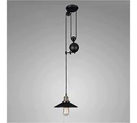 LAUMZX Industrial Farmhouse Pulley Pendant Light, Vintage Black Metal Hanging Lamp with Adjustable Cord, Rustic Loft Steampunk Chandelier for Kitchen Island Dining Room Bar Cafe, E27 Base