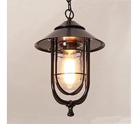 LAUMZX Industrial Rustic Outdoor Pendant Light, Farmhouse Porch Hanging Lantern Fixture, Vintage Metal Cage Barn Chandelier for Patio, Balcony, Gazebo, Waterproof Exterior Lighting