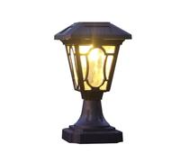 LAUMZX LED Solar Outdoor Pillar Light, Traditional Victorian Post Lantern with Pedestal Base, Waterproof Retro Pedestal Lamp for Villa, Fence, Deck & Porch(3000K)